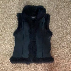 Express Leather and Faux Fur Jacket Vest